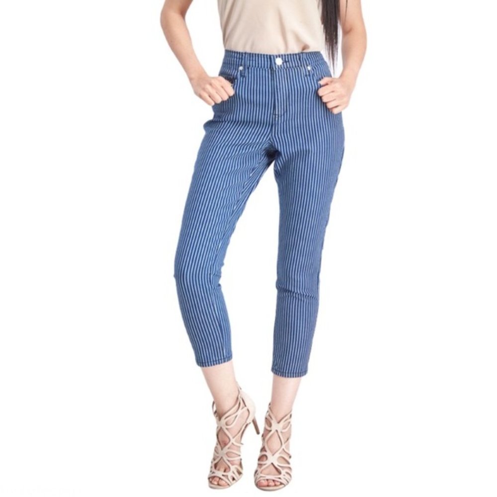 BLANKNYC Great Jones High Rise Skinny Stripe Jeans
